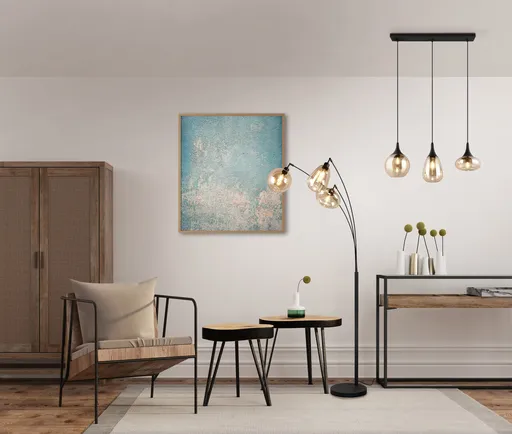 Lustra Lumina, TRIO, 60x6.5x150 cm, 40W, 3x E14, metal, negru mat