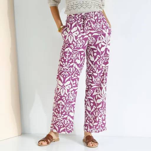 Pantaloni largi cu model etno