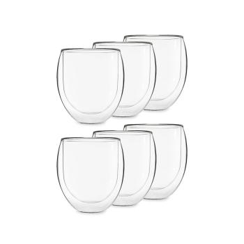 Feelino Ice set, 6 cești de ceai, set de 6, 320 ml, sticlă borosilicată de înaltă calitate, sigură pentru mașina de spălat vase