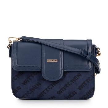 Dámska listová kabelka z ekokože s logom tmavomodrá 99-4Y-522-7  