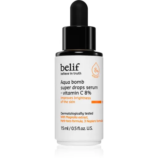 belif Aqua Bomb Super Drops Serum Vitamin C 8% ser stralucire cu vitamina C cu efect antirid 15 ml