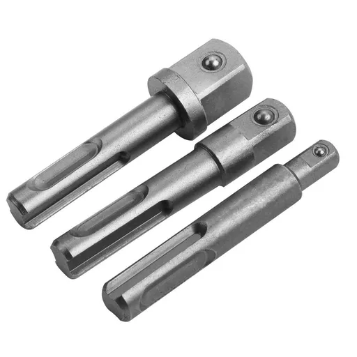3 Adaptoare SDS-plus diametru 10 mm x 1/4"; diametru 10 mm x 3/8"; diametru 10 mm x 1/2"