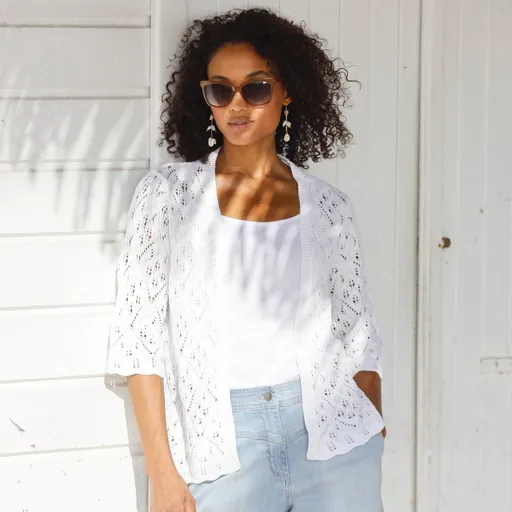 Cardigan cu mâneci 3/4 cu dantelă