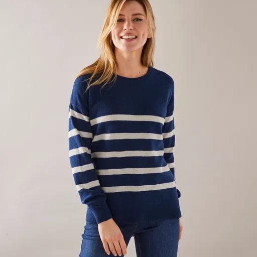 Pulover drept cu dungi, lână de miel