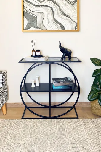 Bufet, Hanah Home, Cloudy, 80x83x30 cm, Negru / Fume