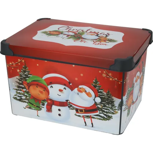 Cutie de depozitare cu capac Christmas, 22 l, roșu, 40x23x30cm, roșu