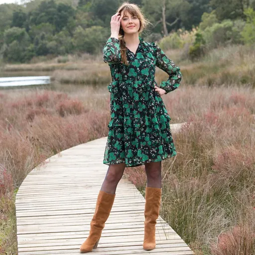 Rochie cu volane cu imprimeu