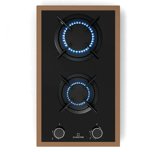 Klarstein Plită pe gaz Lumiflame, 2 arzătoare, cadru din cupru, aprindere electrică, 4,2 kW