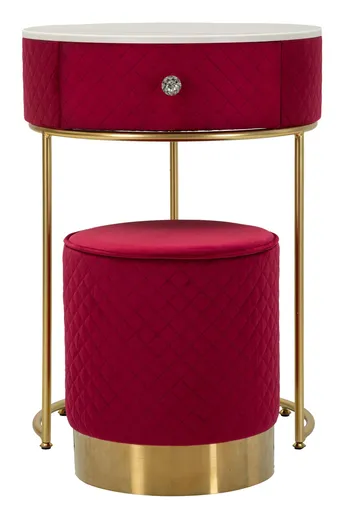 Masa de toaleta cu taburet / masuta dressing Vellit, Mauro Ferretti, 52x70 cm, lemn de pin/MDF/metal, rosu