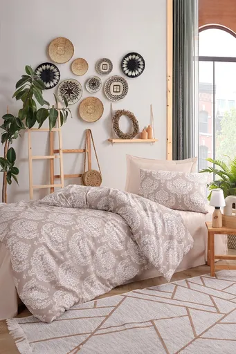 Lenjerie de pat pentru o persoana, L'essentiel Maison, Post, Maro