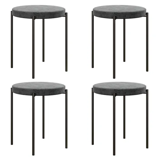 HOMCOM Set de 4 taburete de bucătărie, empilabile, stil catifea, până la 100 kg, cadru din oțel, 41,5 x 41,5 x 46 cm, Gri închis | Aosom Romania