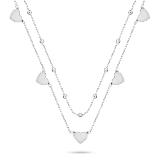 Brilio Silver Colier dublu din argint cu inimioare NCL156W