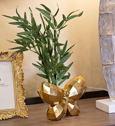 Vaza decorativa Butterfly, Mauro Ferretti, 22.5x8x15 cm, polirasina, auriu