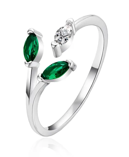 Agato Inel deschis din argint cu zirconi AGT-R40WGR 57 mm