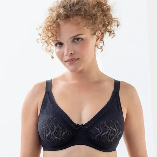 Sutien subțire cu armătură, din dantelă elastică, efect bicolor