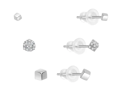 MOISS Set de cercei minimaliști din argint E0004884 (3 perechi de cercei)