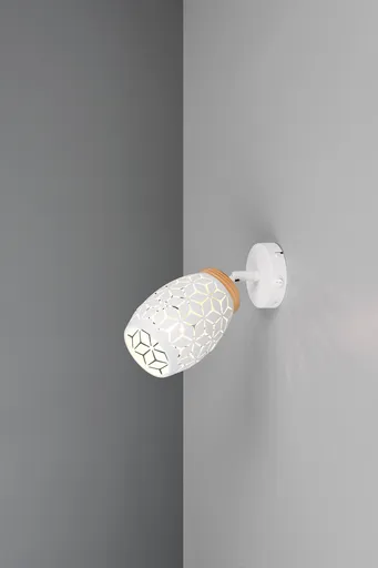 Aplica de perete Bidar, RL, 12x10 cm, 10W, 1x E14, metal, alb mat/natur