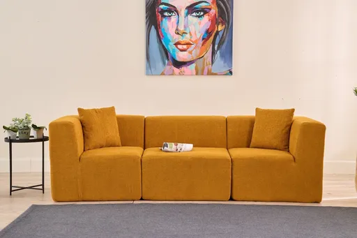 Canapea 3 locuri, Atelier del Sofa, 825BLC4319, Tesatura Chenille, Portocaliu