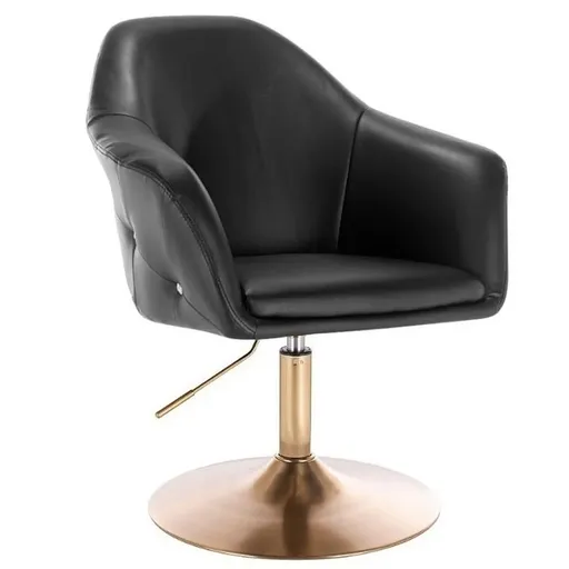 Scaun Coafor Vogue Crystal din Piele Ecologica, Baza Aurie, Inaltime Reglabila