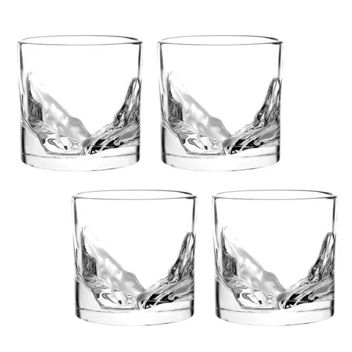 Set pahare pentru whisky LIITON Grand Canyon, Cristal, 300 ml, 4 buc, Fund 3D Grand Canyon, Transparent