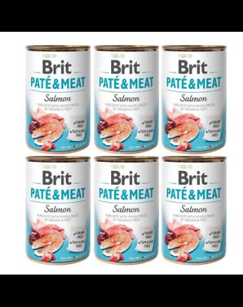 BRIT Pate&amp;Meat salmon 6x400 g pate cu somon pentru caini