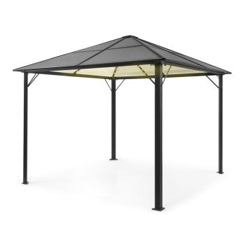 Blumfeldt Pantheon Solid Sky Ambient Solar, pavilion cu acoperiș gri, 3 × 3 m, policarbonat, aluminiu, iluminat