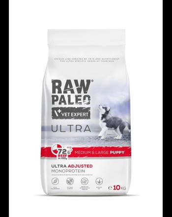 RAW PALEO Ultra Beef Medium&amp;Large Puppy 10kg Hrana uscata cateide talie medie si mare, cu vita