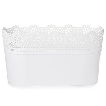 Ghiveci de flori Lace, din plastic, alb