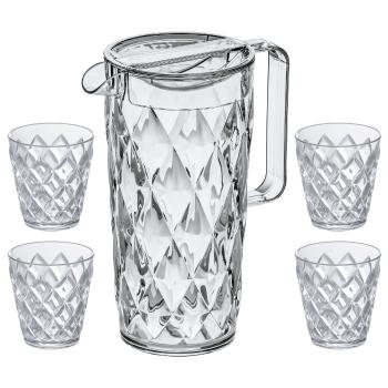 Carafă cu 4 cupe Koziol CRYSTAL, 1,6 l