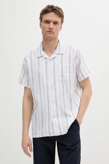 Košeľa Barbour Garnock Stripe S/S Regular Fit Shirt biela farba, voľný strih, s klasickým golierom, MSH5608