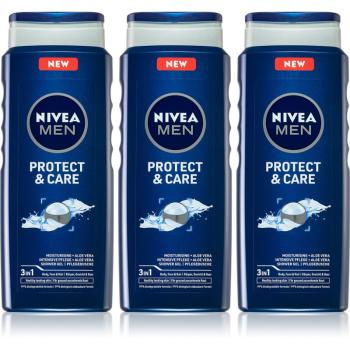 NIVEA MEN Protect & Care Gel de duș pentru bărbați ambalaj economic 3 x 500 ml