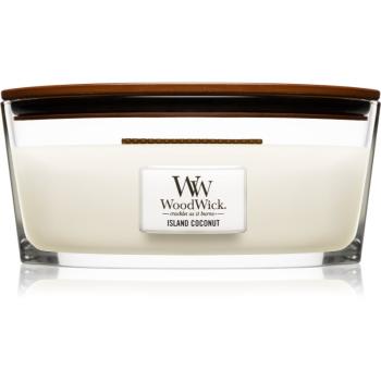 Woodwick Island Coconut lumânare parfumată cu fitil din lemn (hearthwick) 453 g