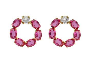 Victoria Cruz Oslnivé náušnice s fuchsiovými krystaly Harmony A4688-21DT