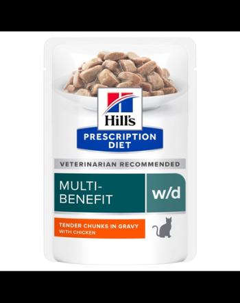 HILL'S PRESCRIPTION DIET Feline w/d Multi-Benefit pliculete hrana pisici, cu pui 12x85 g