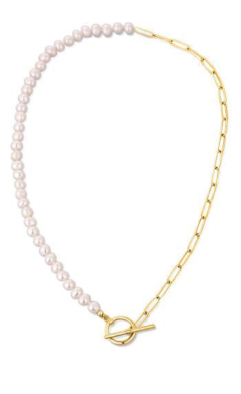 JwL Luxury Pearls Colier trendy placat cu aur cu perle de râu naturale JL0787