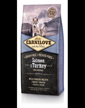 CARNILOVE Puppy hrana uscata caini juniori, cu somon si curcan 24 kg (2 x 12 kg)