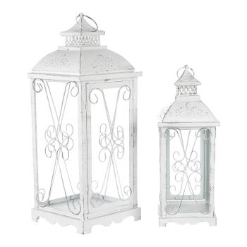 Set de felinare din metal Brillo 2 buc, alb