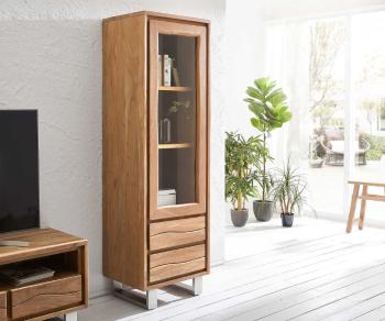 Vitrína Live Edge 60x190 cm prírodná akácia rovná hrana 1 dvere 2