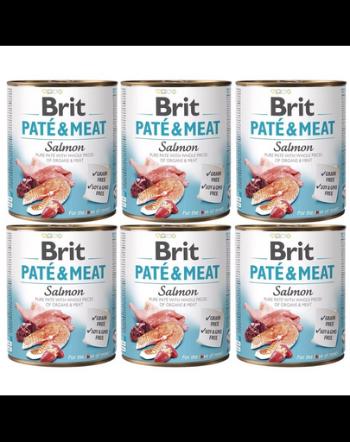 BRIT Pate&amp;Meat salmon 6 x 800 g Hrana umeda caine adult, cu somon