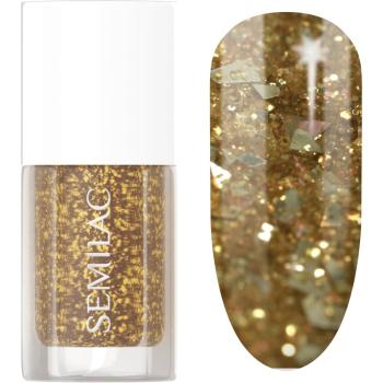 Semilac Glitter Nails lac de unghii cu efect de oglindă culoare 042 Flakes of Gold 7 ml