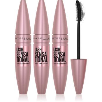 MAYBELLINE NEW YORK Lash Sensational mascara pentru gene lungi și dese culoare 01 - Very Black 3x9.5 ml