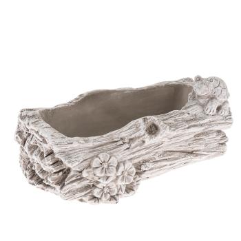 Recipient din beton pentru cutie de flori Trunchicu flori gri, 11 x 21 cm