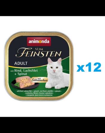 ANIMONDA Vom Feinsten Pate pentru pisici 12x100 g vita, somon si spanac