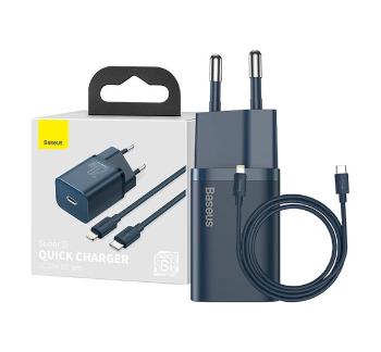 Baseus Super Si gyorstöltő 1C 20W, 1 m-es USB Type-C-Lightning kábellel, kék