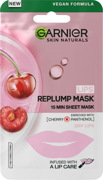 Arcpakolás GARNIER Lips Replumping Tissue Mask with cherry and panthenol 5 g