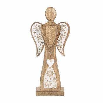 Decorațiune de Crăciun din lemn Orion Înger cuinimă , 45,5 cm