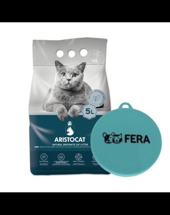 ARISTOCAT Bentonite Plus Nisip pentru litiera pisicilor, din bentonita 5 L + FERA Capac pentru conserve hrana umeda GRATIS