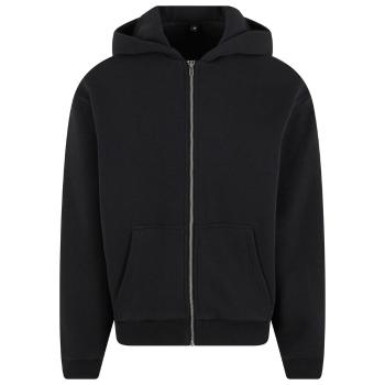 Build Your Brand Hebká pánska mikina na zips Fluffy - Čierna | L