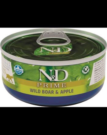 N&amp;D Prime, Hrana umeda pentru pisici, cu mistret si mere, 80 g