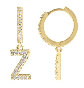 Troli Cercel rotund single placat cu aur "Z" cu zirconii
